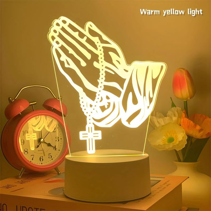Illuminate Your Space with a Stunning 3D Cross Design Night Light – USB Powered Decorative Lamp for Home, Bedroom, Living Room, and Office!
