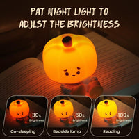Adorable Pumpkin Night Light - Rechargeable Silicone Touch Lamp for Halloween Decor & Fun Office Vibes