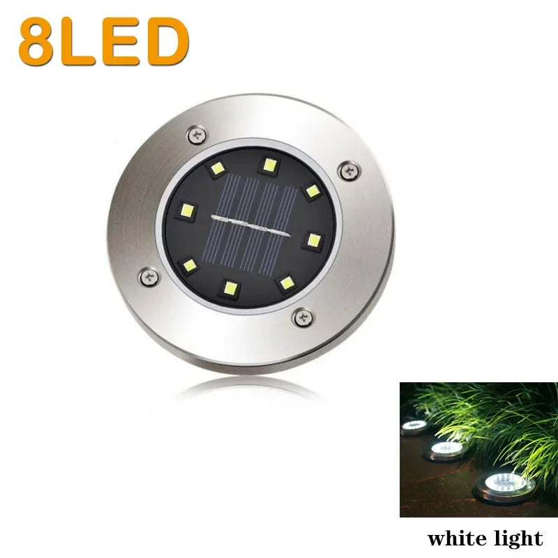 Outdoor Solar Power Disk Lights - Stylish 8/20 LED Garden Spotlight & Underground Decor