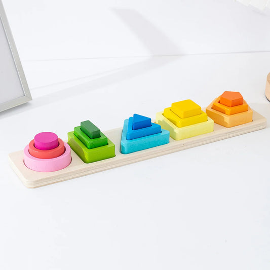 5-Pack Geometric Shape Sorting & Stacking Toys – Learn Colors & Shapes!
