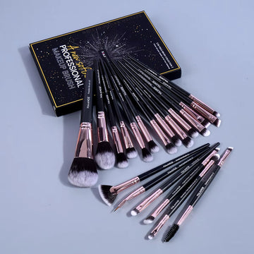 20Pcs Professional Makeup Brush Set with Box - Perfect for Powder, Eye Shadow, Foundation, and Blush!