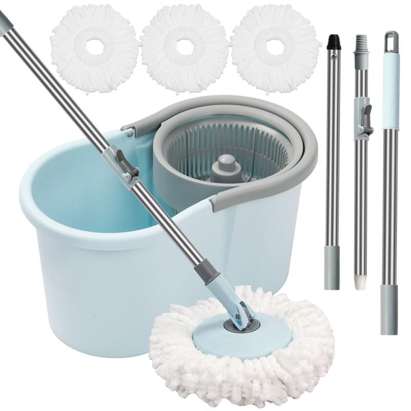 Ultimate Spin Mop & Bucket Set - 360° Floor Cleaning with 3 Microfiber Heads & 50" Extended Handle!
