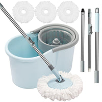Ultimate Spin Mop & Bucket Set - 360° Floor Cleaning with 3 Microfiber Heads & 50" Extended Handle!