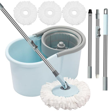 Ultimate Spin Mop & Bucket Set - 360° Floor Cleaning with 3 Microfiber Heads & 50" Extended Handle!