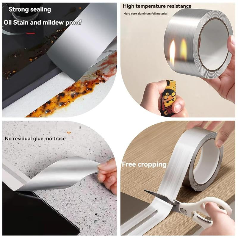 Premium Aluminum Foil Tape - Waterproof, Oil Proof, and High-Temperature Resistant Sealant for Kitchen and Bathroom Gaps