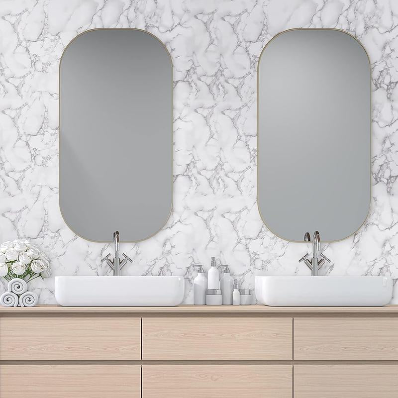 Glossy White Grey Marble Contact Paper - 15.7" x 118" Self-Adhesive Peel and Stick Wallpaper for Countertops, Cabinets, and Bathrooms