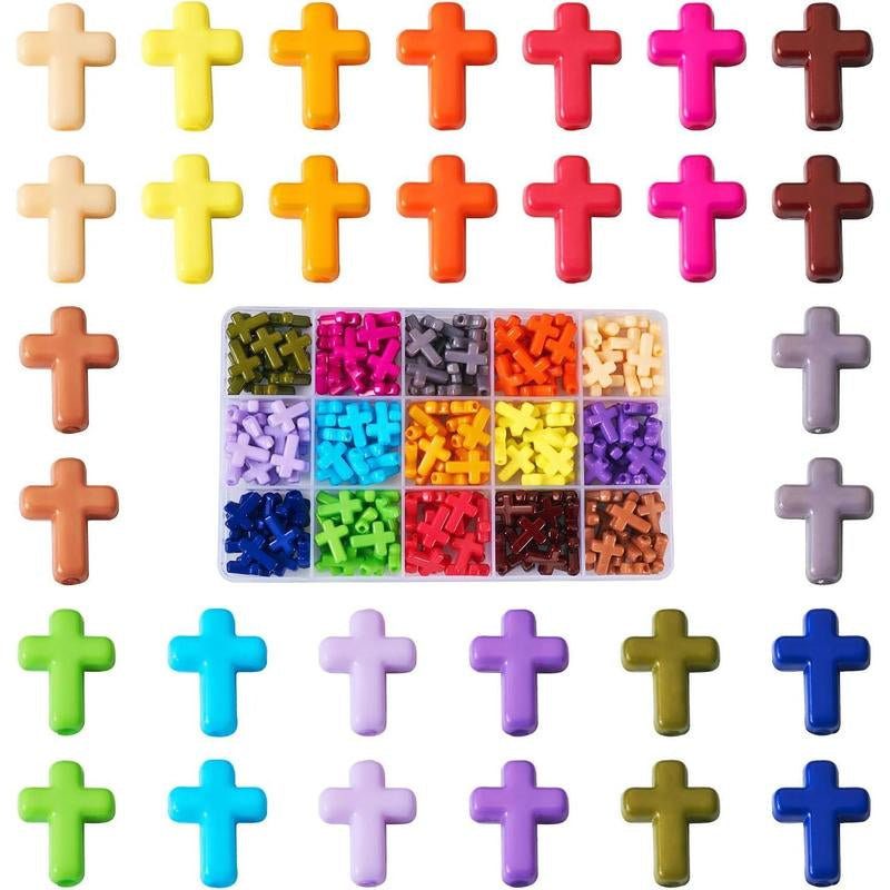 225Pcs Colorful Acrylic Cross Beads – Perfect for Crafting, Jewelry Making, and Creative Prayer Projects