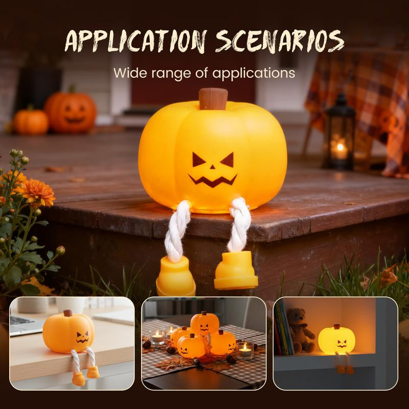 Adorable Pumpkin Night Light - Rechargeable Silicone Touch Lamp for Halloween Decor & Fun Office Vibes