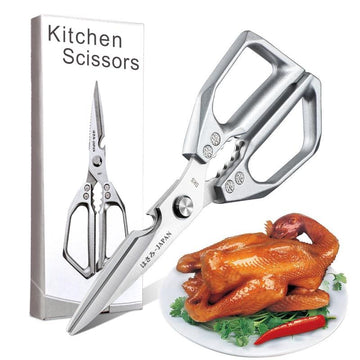 Heavy-Duty Stainless Steel Kitchen Scissors - Sharp All-Purpose Shears for Meat, Poultry, and More – Dishwasher Safe & Perfect for Father's Day!