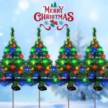 4-Pack Solar Christmas Tree Lights – Waterproof Outdoor Decorations for Gardens, Pathways, and Courtyards