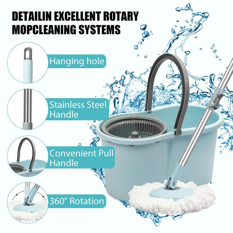 Ultimate Spin Mop & Bucket Set - 360° Floor Cleaning with 3 Microfiber Heads & 50" Extended Handle!