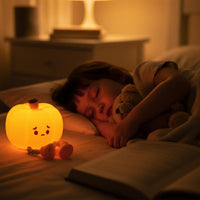 Adorable Pumpkin Night Light - Rechargeable Silicone Touch Lamp for Halloween Decor & Fun Office Vibes
