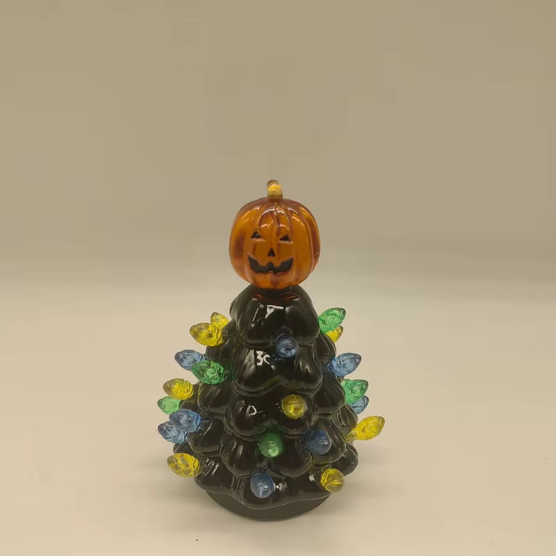 Illuminated Halloween Tree Centerpiece - Spooktacular LED Decor for Halloween and Christmas with Pumpkin Lights