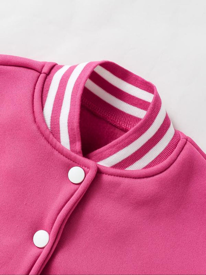Adorable Girls' Halloween Baseball Jacket with Pumpkin Ghost Print - Cozy Elastic Fabric for Fall & Winter Parties!