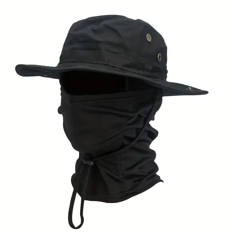 Versatile Camouflage Boonie Cap & Balaclava Hat Set - Foldable, Soft, and Ideal for Outdoor Hunting, Fishing, and Sun Protection