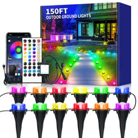 Color Changing RGB Outdoor Ground Lights - Smart Remote & App Control, IP67 Waterproof Pathway Lighting for Garden, Lawn & Holiday Parties