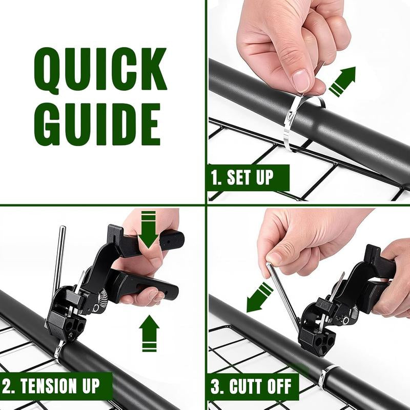 Heavy-Duty Metal Zip Ties with Stainless Steel Tie Gun - 100 Pack, 11.8 Inch UV Resistant Fastening Tool for Fences and Outdoor Use