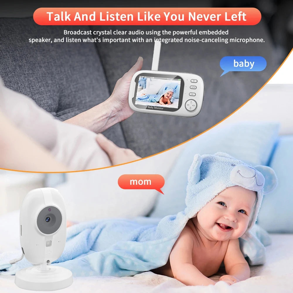 3.5" Wireless Video Baby Monitor with Night Vision, Temperature Monitoring & 2-Way Audio - Essential Baby Nanny Security Camera