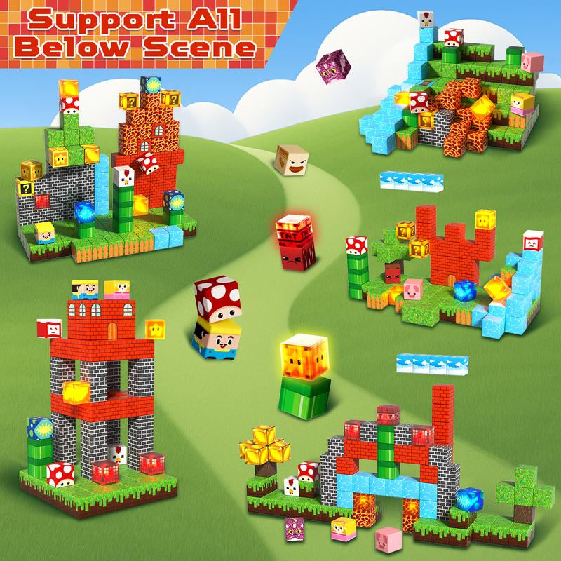 Illuminate Creativity: 200PCS Magnetic Building Blocks with Light - Perfect STEM Toy for Kids Ages 3-10, Ideal Birthday Gift for Boys and Girls!