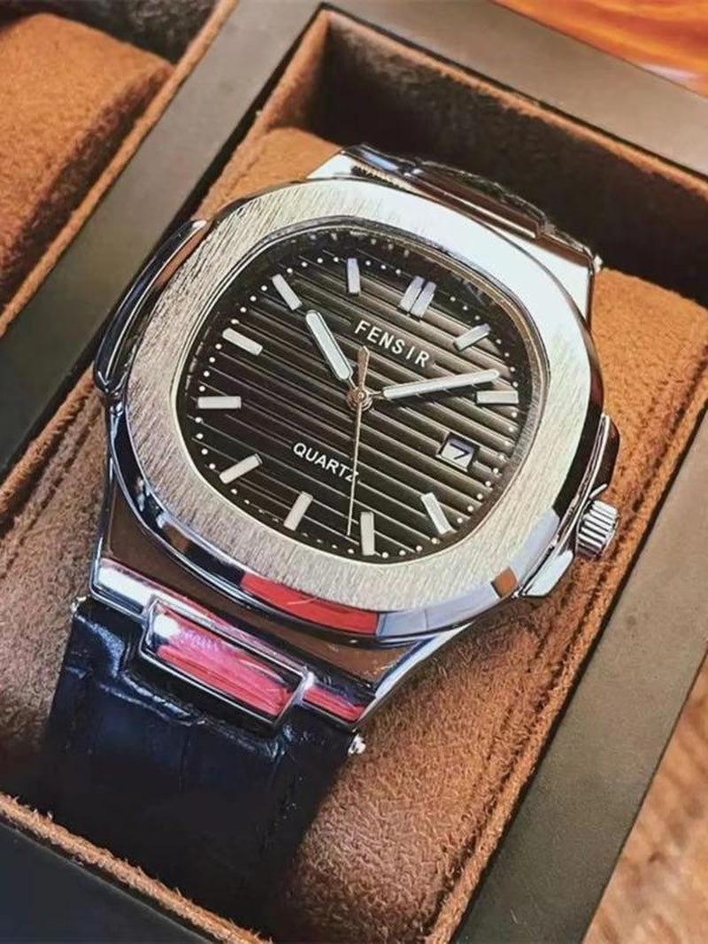 Men's Trendy Luminous Quartz Watch with Calendar - Perfect Birthday Gift in Elegant Box