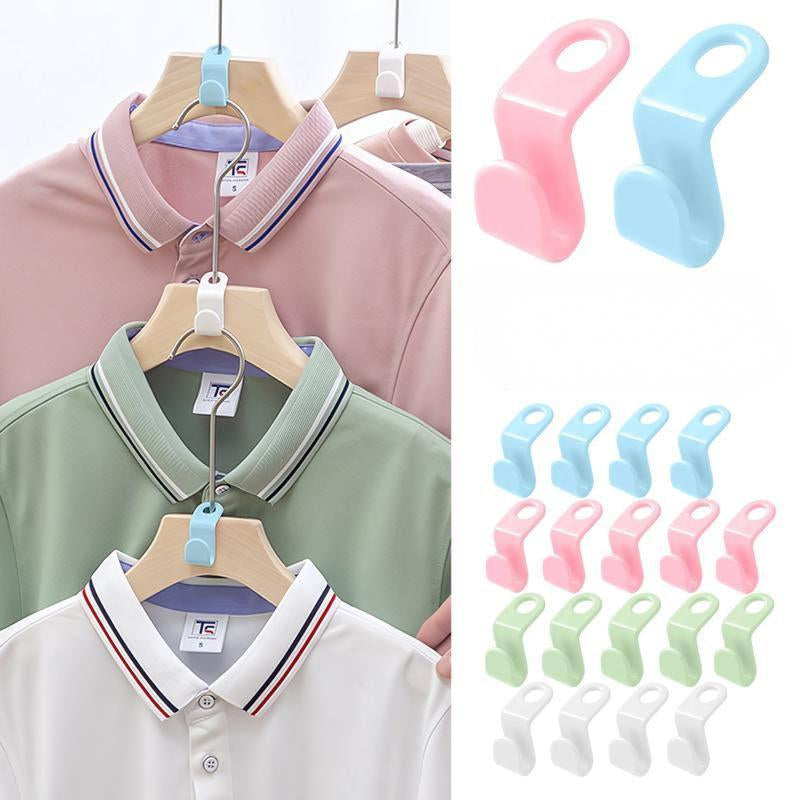 Space-Saving Clothes Hanger Connector Hooks - 30/100 Count in Random Colors
