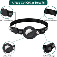 Reflective Waterproof Cat Collar with Breakaway Feature, Adjustable Fit, and Airtag Holder - Includes Bell Accessory