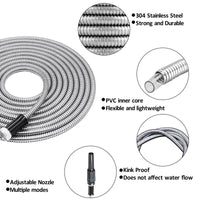 Premium Stainless Steel Flexible Garden Water Hose with Nozzle - Choose Your Length (25/50/75/100FT) for Him!