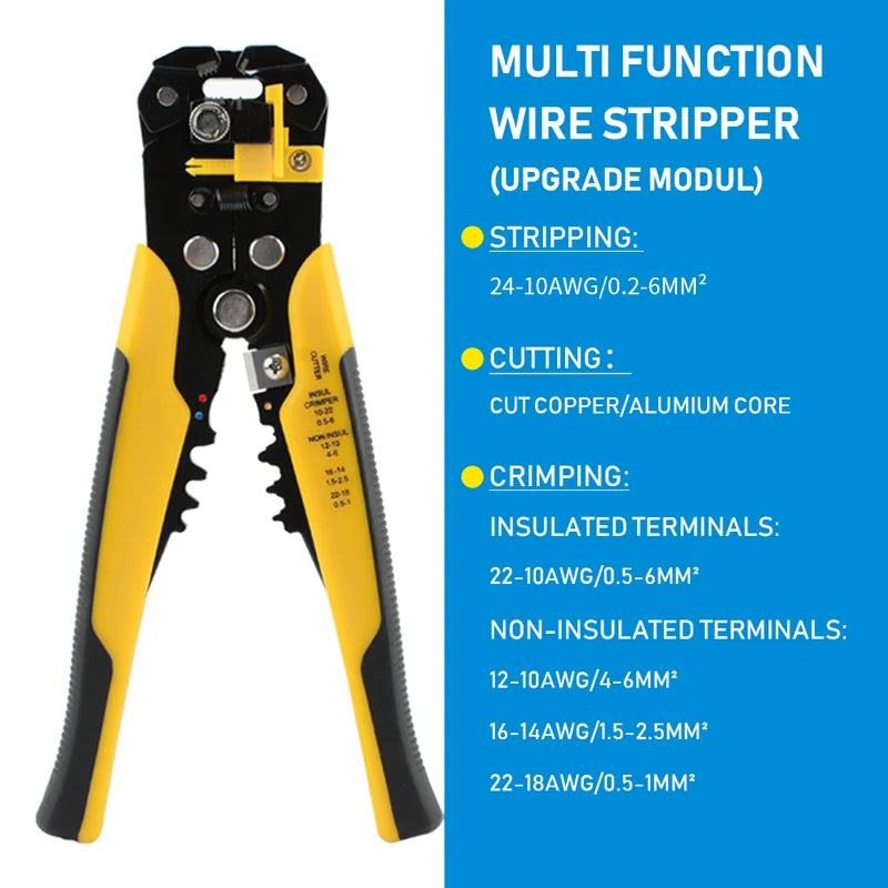 Versatile Automatic Wire Stripper & Crimper Tool - Adjustable Multifunctional Pliers for All Your Cable Cutting Needs