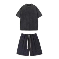 Oversized Men’s 2-Piece Summer Set (L-7XL) – Breathable Shirt & Shorts for Daily Wear & Beach