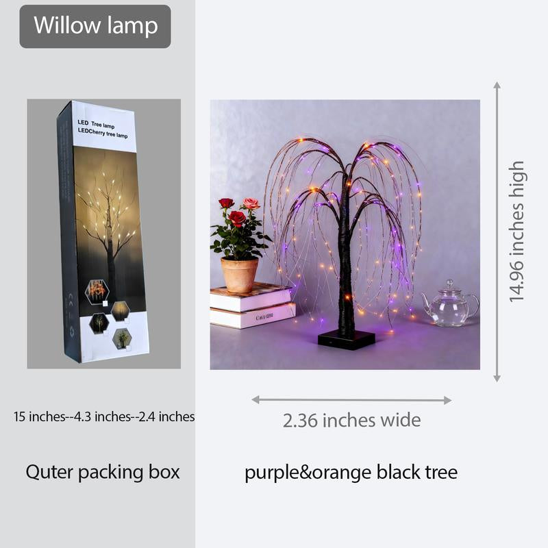 Enchanting Halloween & Christmas LED Willow Tree Lights – Colorful USB/Battery Decorative Accents for Festive Celebrations!