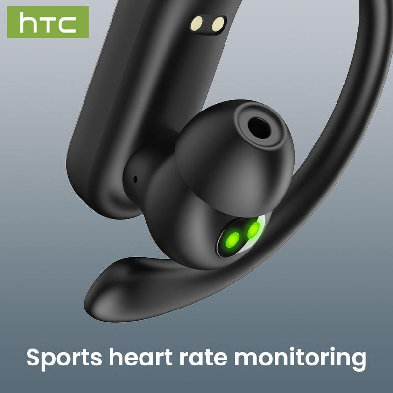 HTC NE61 Wireless Bluetooth Earbuds - Real-Time 134 Language Translation, Heart Rate Monitor, IPX5 Waterproof, 45H Battery Life, Noise Cancelling, Full Color Touch Screen, Compatible with iOS & Android