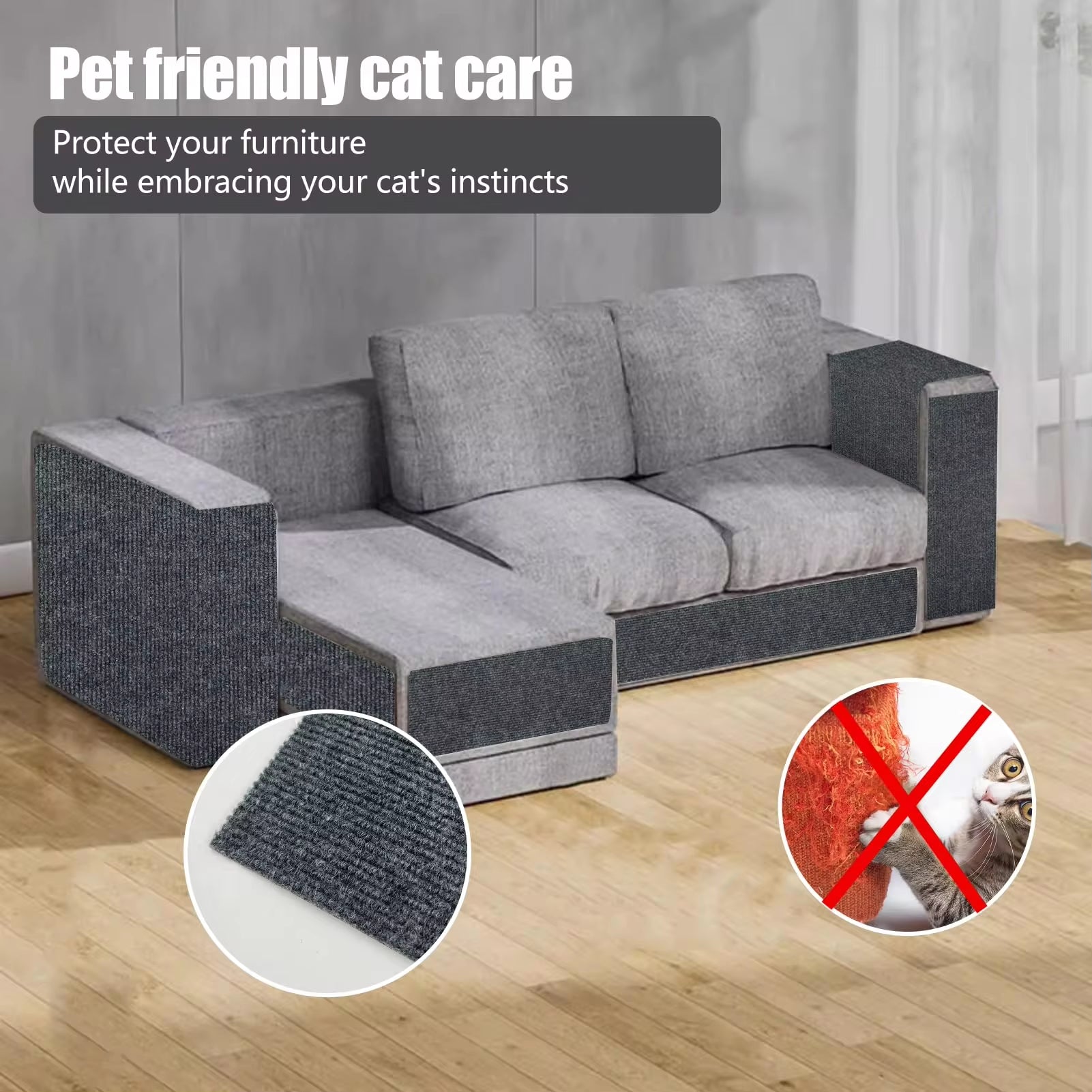 Ultimate Cat Scratching Mat & Carpet - Trimmable Self-Adhesive Protector for Furniture