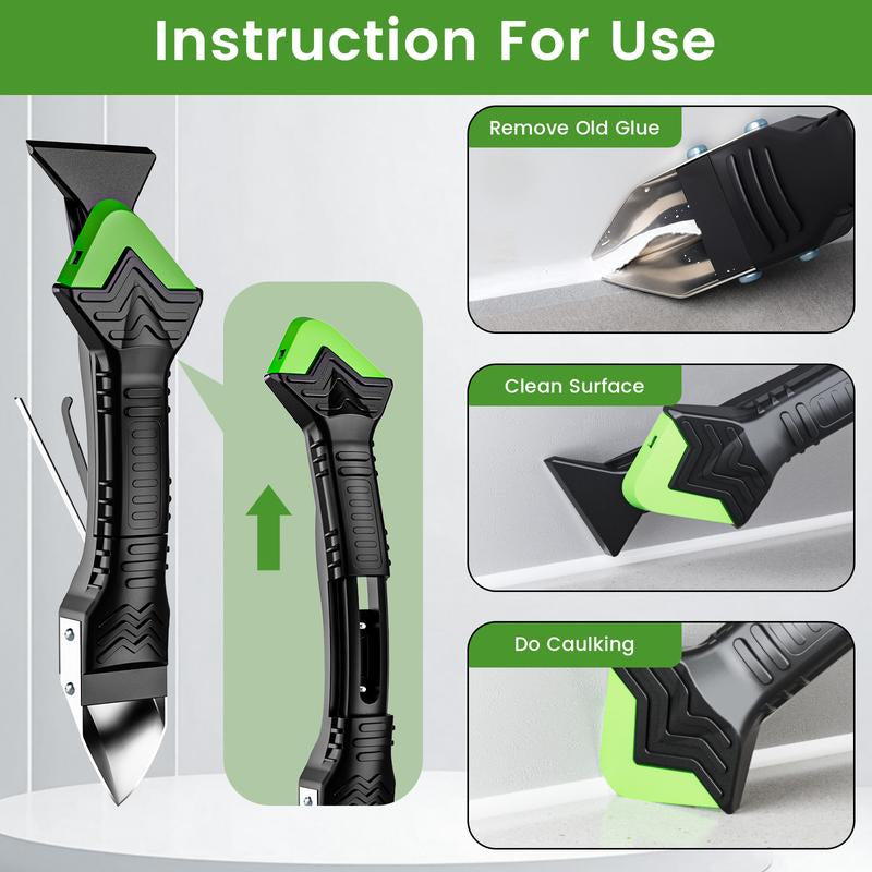 Ultimate 5-in-1 Professional Caulk Gun Kit – Includes Caulk Remover, Putty Knife, and Essential Tools for Perfect Caulking in Bathrooms and Showers