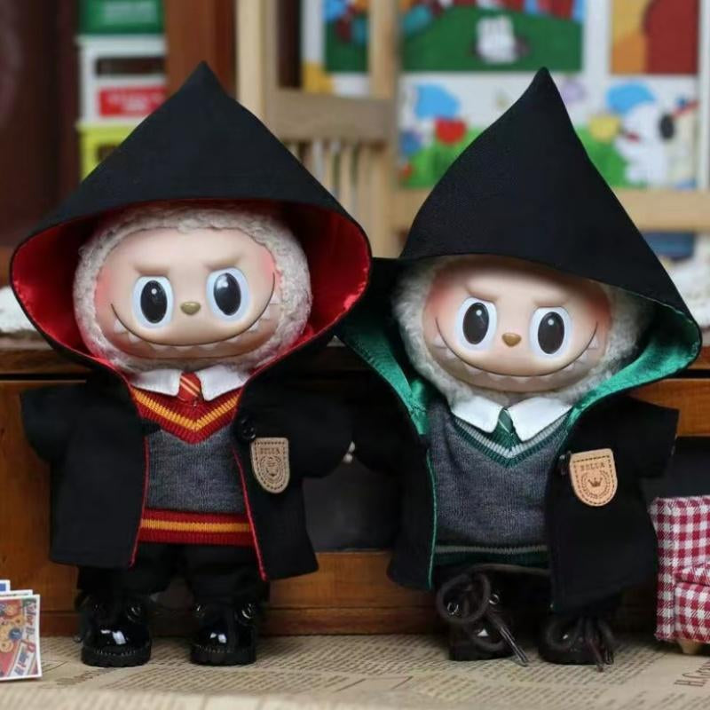 Enchanting Handmade Labubu Doll Wizardschool Uniform Set - Macaron Outfits for 17cm Dolls, Perfect Gift for Labubu & Harry Potter Fans!
