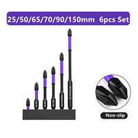 D1 Premium Shock-Proof Magnetic Screwdriver Bits Set - High Hardness PH2 in 25/50/65/70/90/150mm