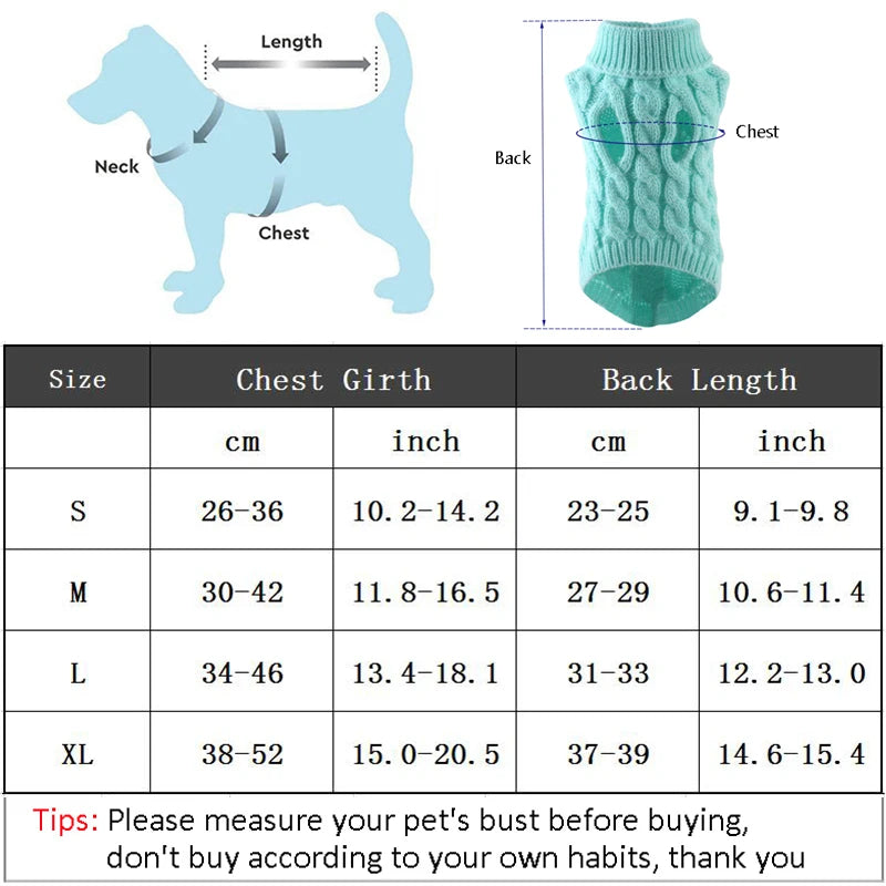 Cozy Winter Turtleneck Sweater for Small Dogs & Cats - Soft Vest for Chihuahuas, Yorkies & Teddy Jackets