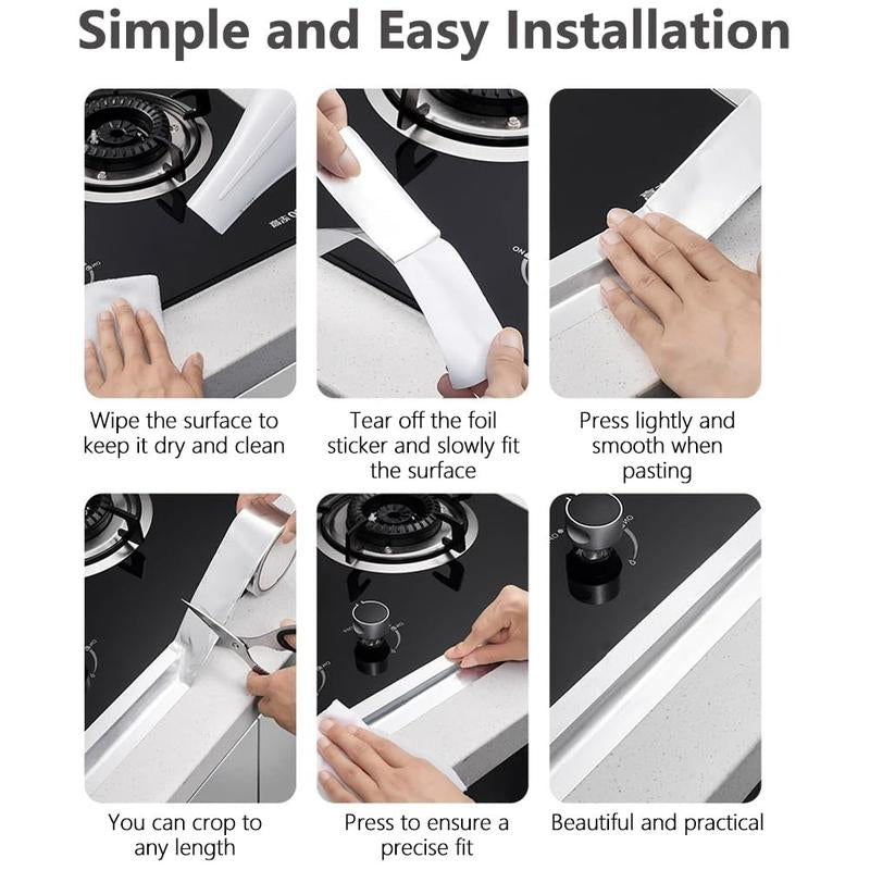 Premium Aluminum Foil Tape - Waterproof, Oil Proof, and High-Temperature Resistant Sealant for Kitchen and Bathroom Gaps
