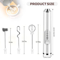 Versatile Rechargeable Milk Frother with 3 Heads & Speeds - Perfect for Lattes, Cappuccinos, Matcha, and More!
