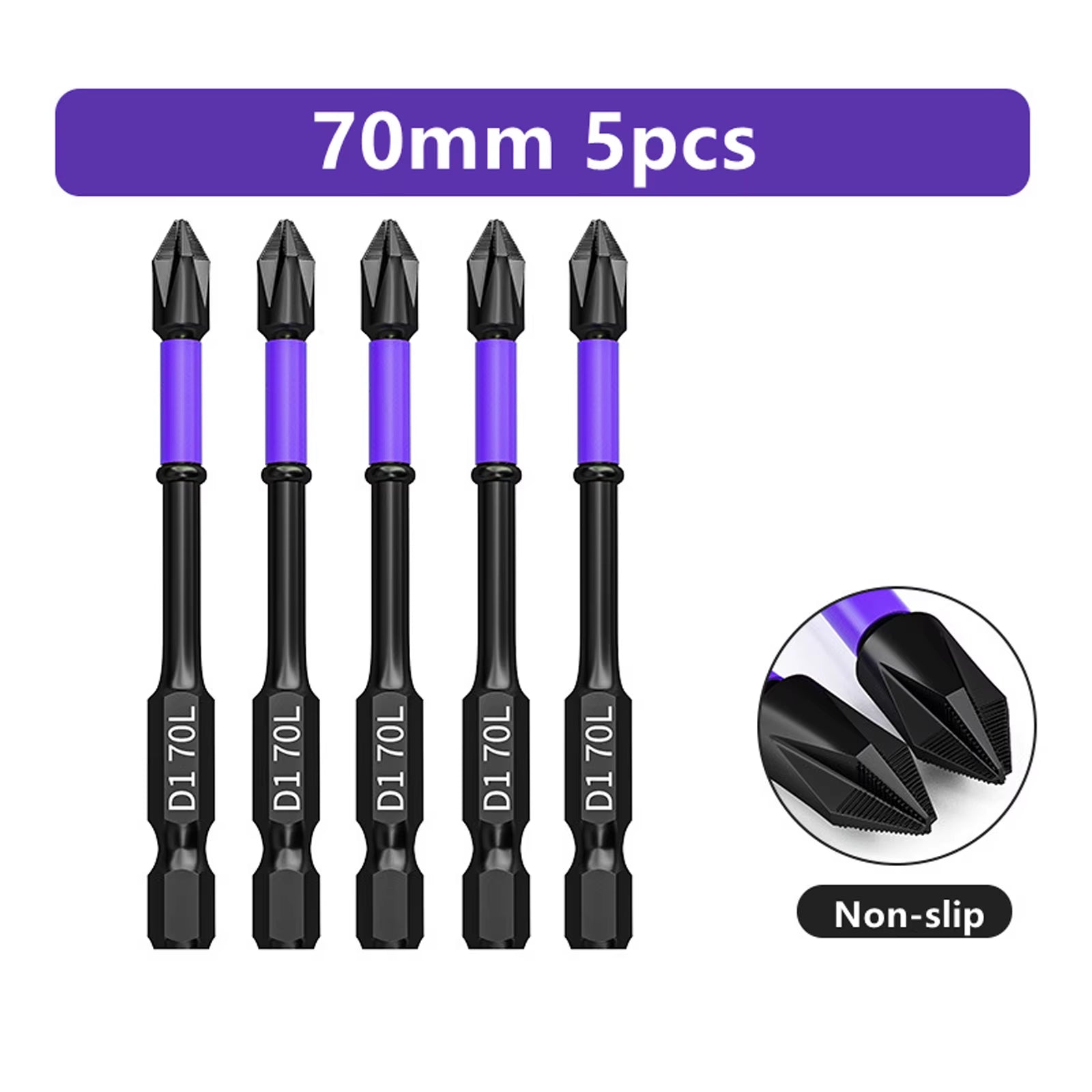D1 Premium Shock-Proof Magnetic Screwdriver Bits Set - High Hardness PH2 in 25/50/65/70/90/150mm