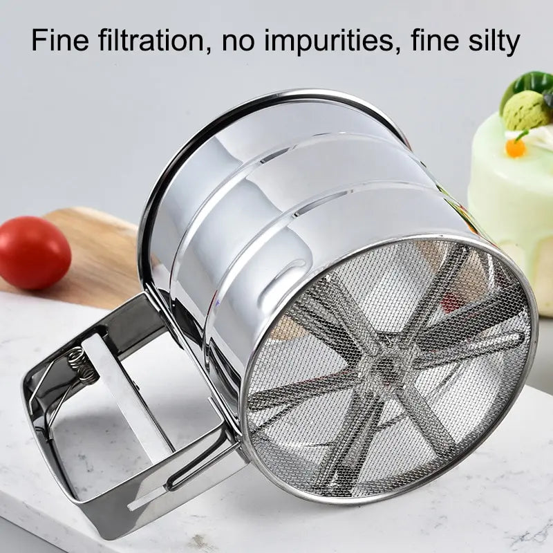 Premium Stainless Steel Flour Sifter with Hand Press - Perfect for Baking & Powder Sugar Shaking!