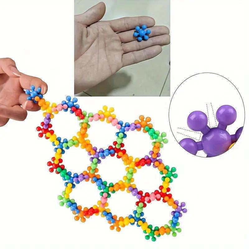 Vibrant 3D Snowflake Puzzle Building Blocks - Fun DIY Educational Toy for Creative Minds, Perfect Birthday Gift!
