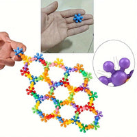 Vibrant 3D Snowflake Puzzle Building Blocks - Fun DIY Educational Toy for Creative Minds, Perfect Birthday Gift!