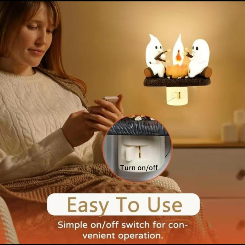 Flickering Flame 3D Ghost Nightlight - Spooky Candle Atmosphere Decor & Perfect Halloween Gift for Kids