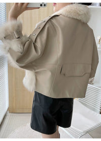 Luxurious Fox Fur & Leather Stitch Coat