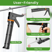 Ultimate 5-in-1 Professional Caulk Gun Kit – Includes Caulk Remover, Putty Knife, and Essential Tools for Perfect Caulking in Bathrooms and Showers