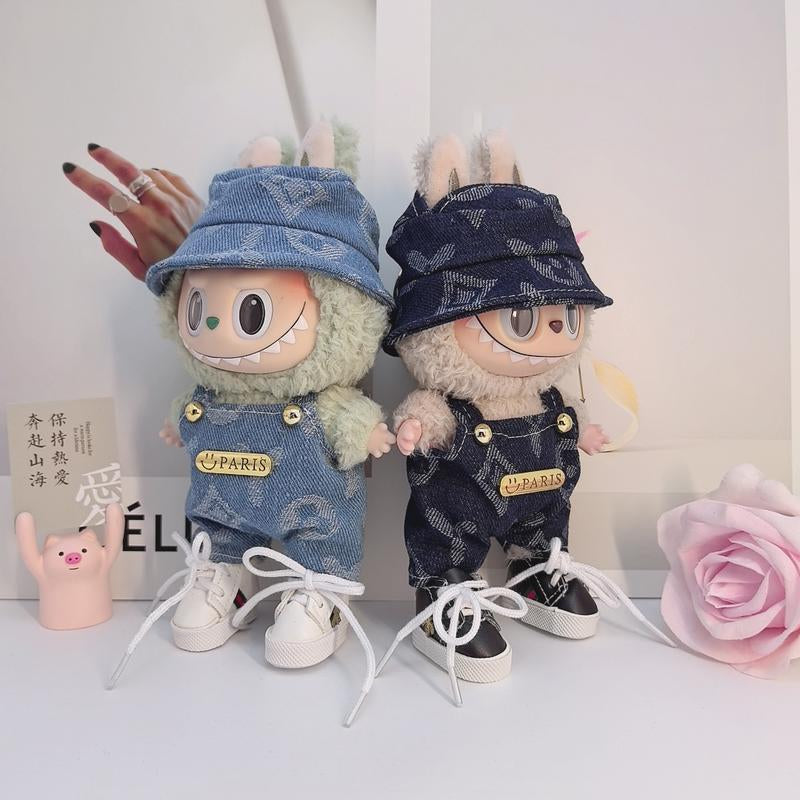 Labubu Fashion Miniature Outfit Set – Trendy Suspender Pant Replacement & Purse for 12" Oak Small Dolls – Blind Box Surprise!