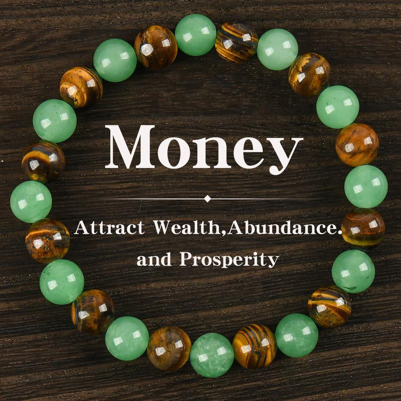 Money Attraction Bracelet – Green Aventurine & Tiger Eye Crystals