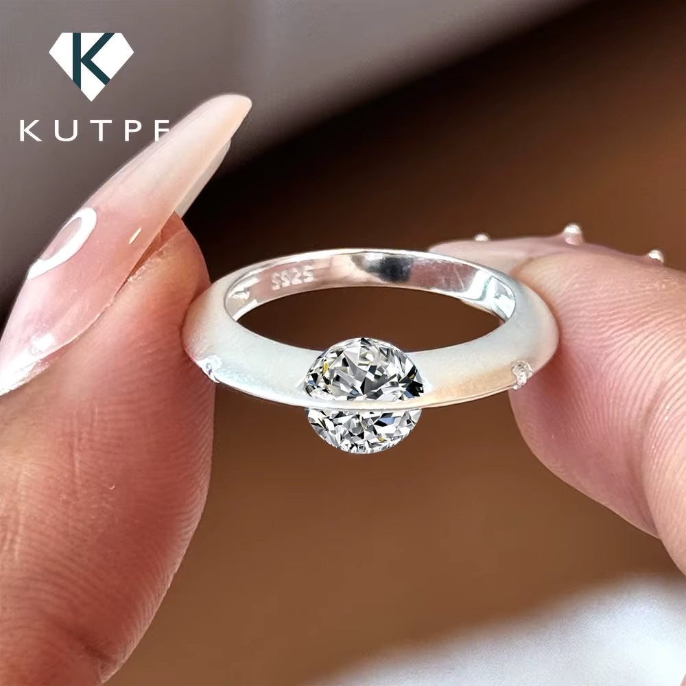 Stunning 1 Carat Moissanite Engagement Ring in 925 Sterling Silver - Certified Sparkling Solitaire Wedding Ring for Women