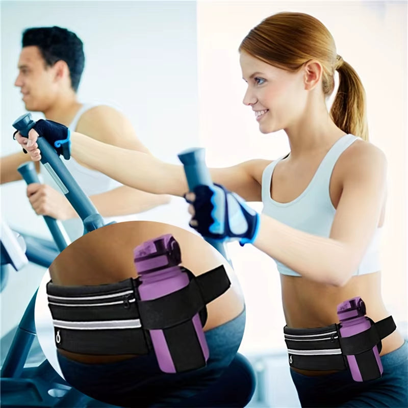 Comfortable Sport Running Waist Bag for Men & Women - Stylish Fanny Pack with Safety Tape for Gym, Cycling & Phone Storage