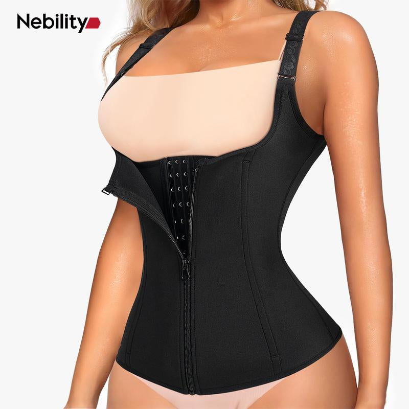 Elevate Your Silhouette with Nebility Women's Highwaist Corset Vest - Tummy Tuck Shapewear for Sport & Daily Wear, Classic Black